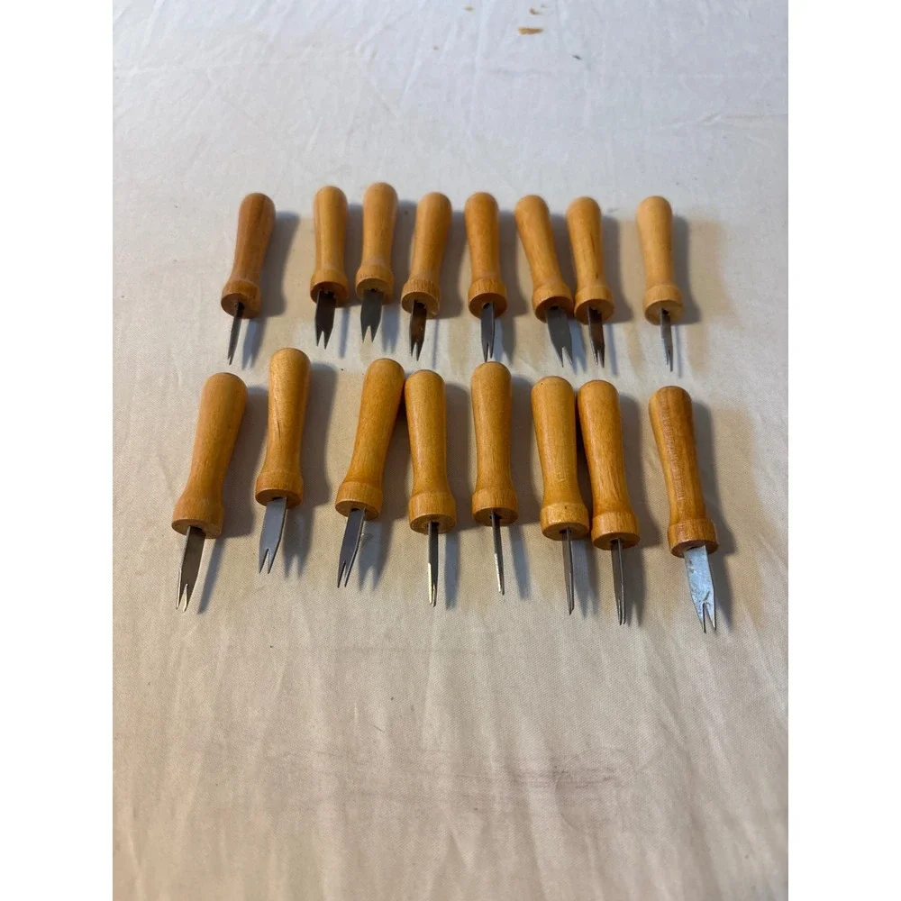 Unbranded Corn On The Cob‎ Holders Unisex OS Brown  Wood Handle 16pc Set Vintage